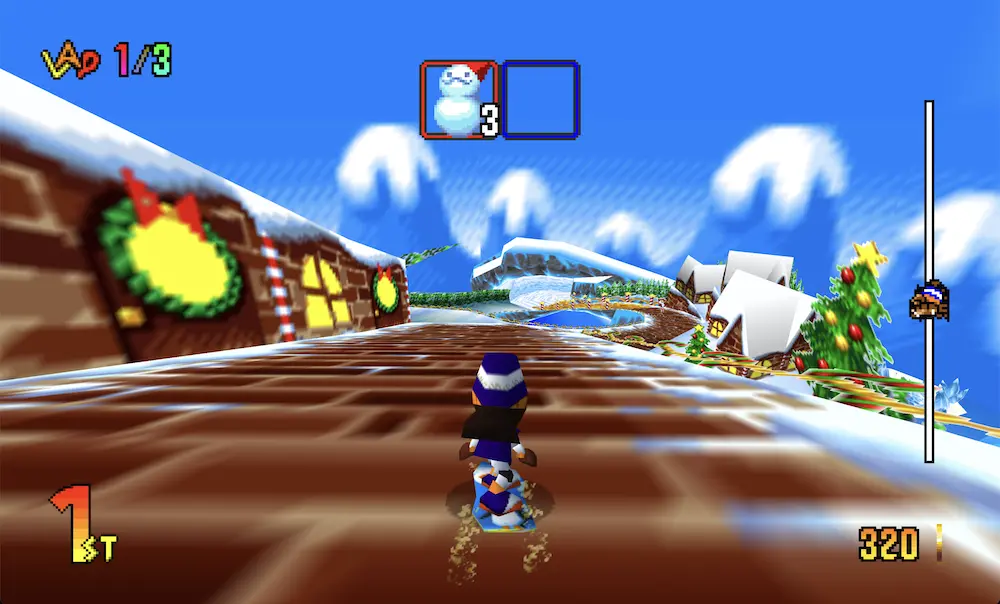 screenshot of an alpha version of Snowboard Kids 2: Recompiled