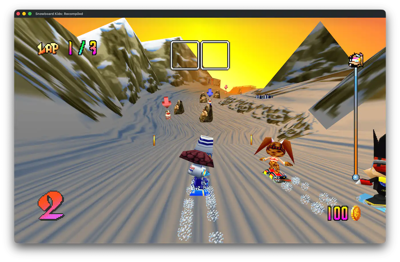 early screenshot of Snowboard Kids: Recompiled