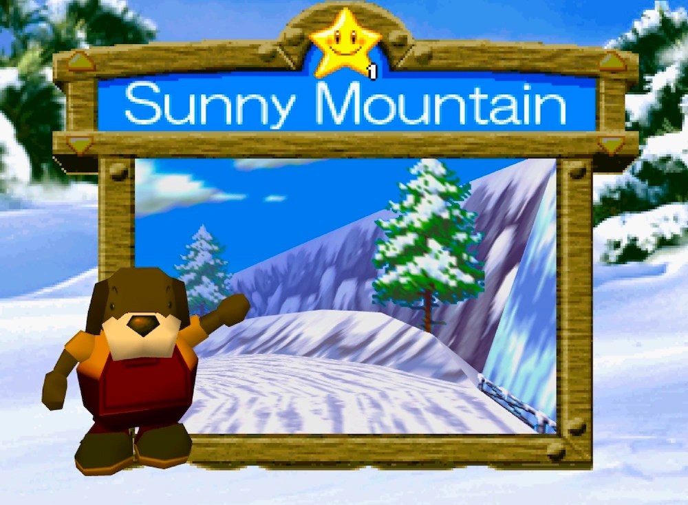 screenshot of sunny mountain level select screen